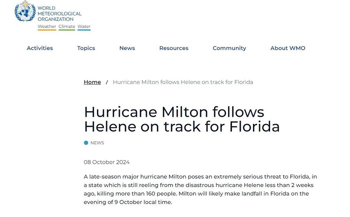 Sức mạnh khủng khiếp của bão Milton sắp độ bộ vào Florida