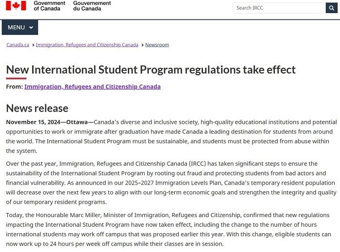 Canada tăng giới hạn giờ làm thêm cho du học sinh quốc tế