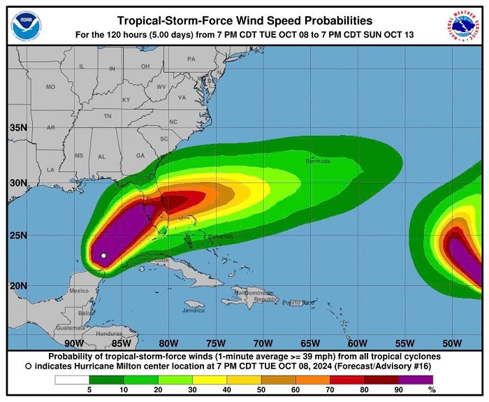 Sức mạnh khủng khiếp của bão Milton sắp độ bộ vào Florida